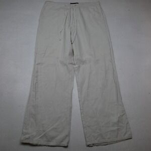 Andrew Fezza 34x30 Ivory Off White Linen Relaxed Drawstring Beach Wedding Pants